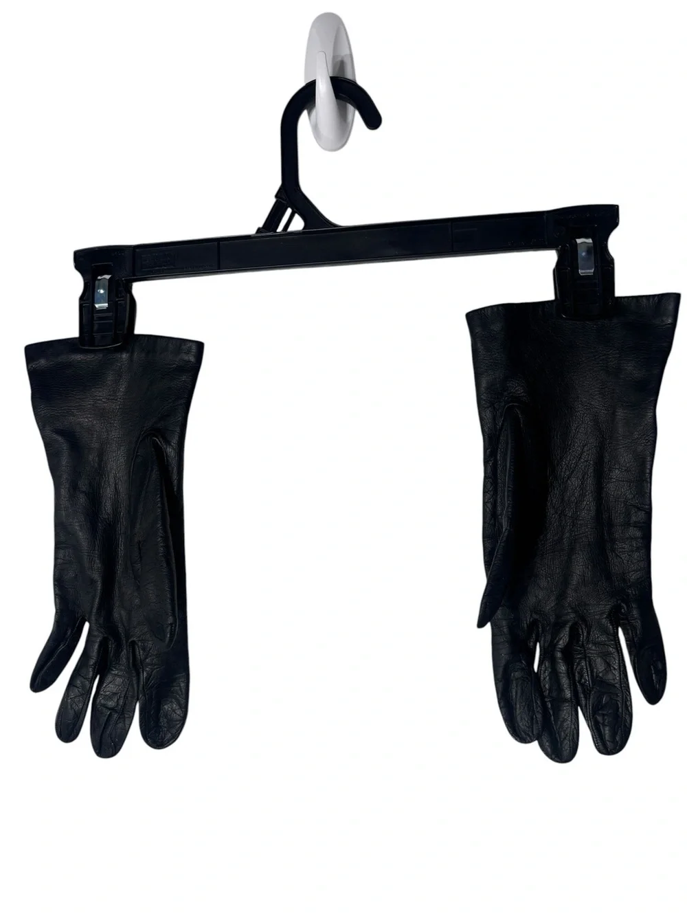Simon Chang vintage black leather gloves bemberg lined colorful polka dot
